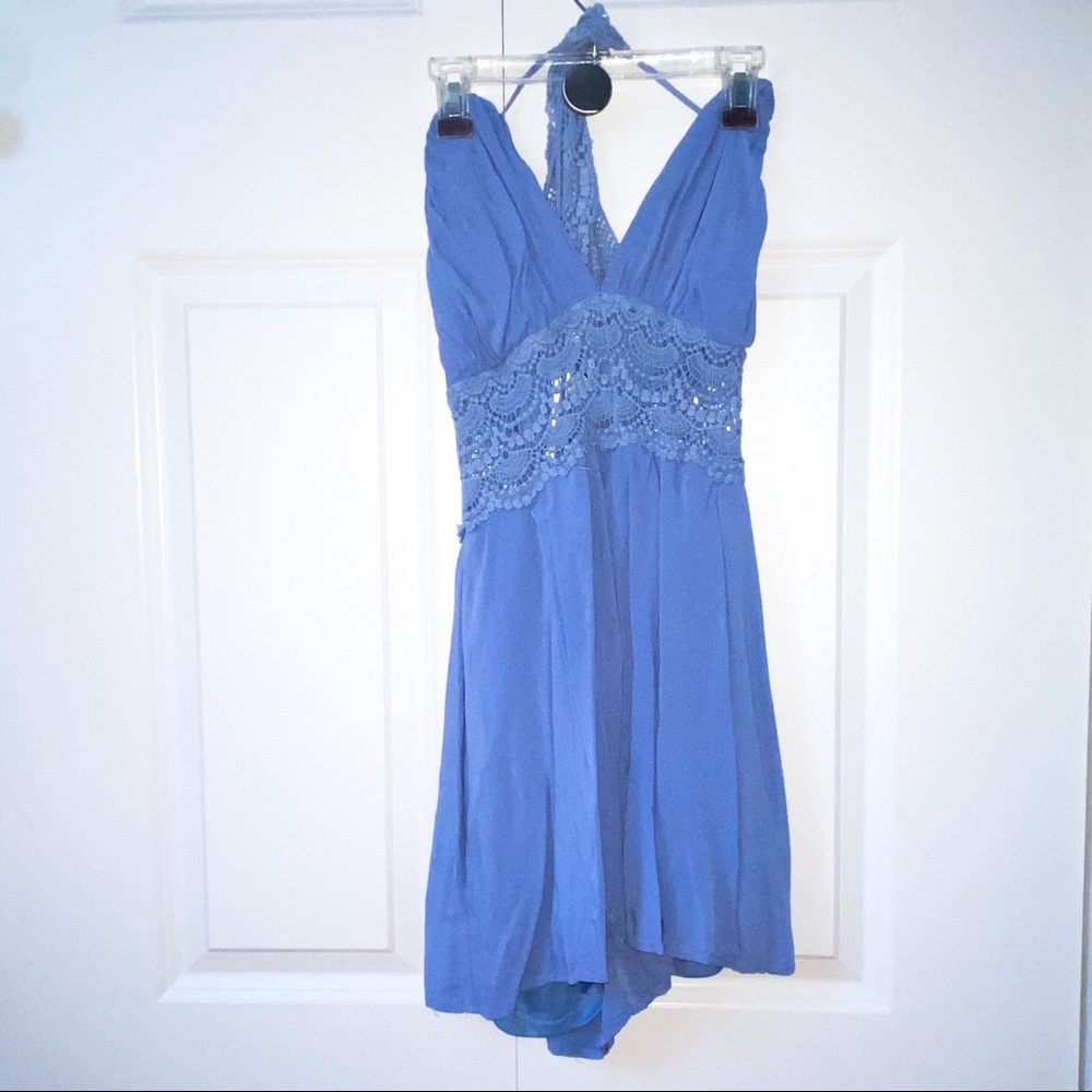 Blue summer romper open back size S